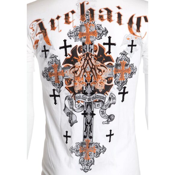 ARCHAIC by AFFLICTION White GODFREY Cross Short Sleeve Slim Fit Y2K T-shirt NWT - Picture 7 of 8